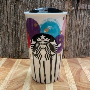 STARBUCKS | 2016 |Birthday |Balloons|Hearts |Double Wall |Ceramic |12oz |Tumbler